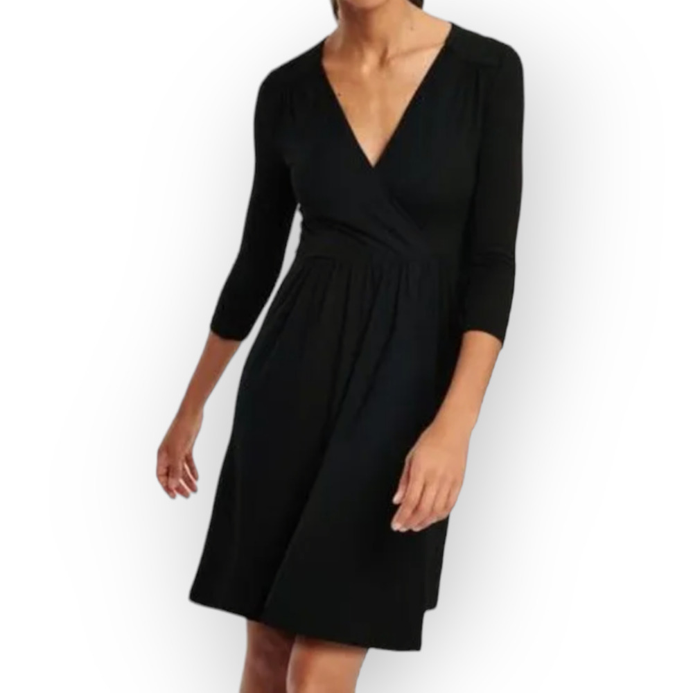 Boden Black Midi Wrap Dress